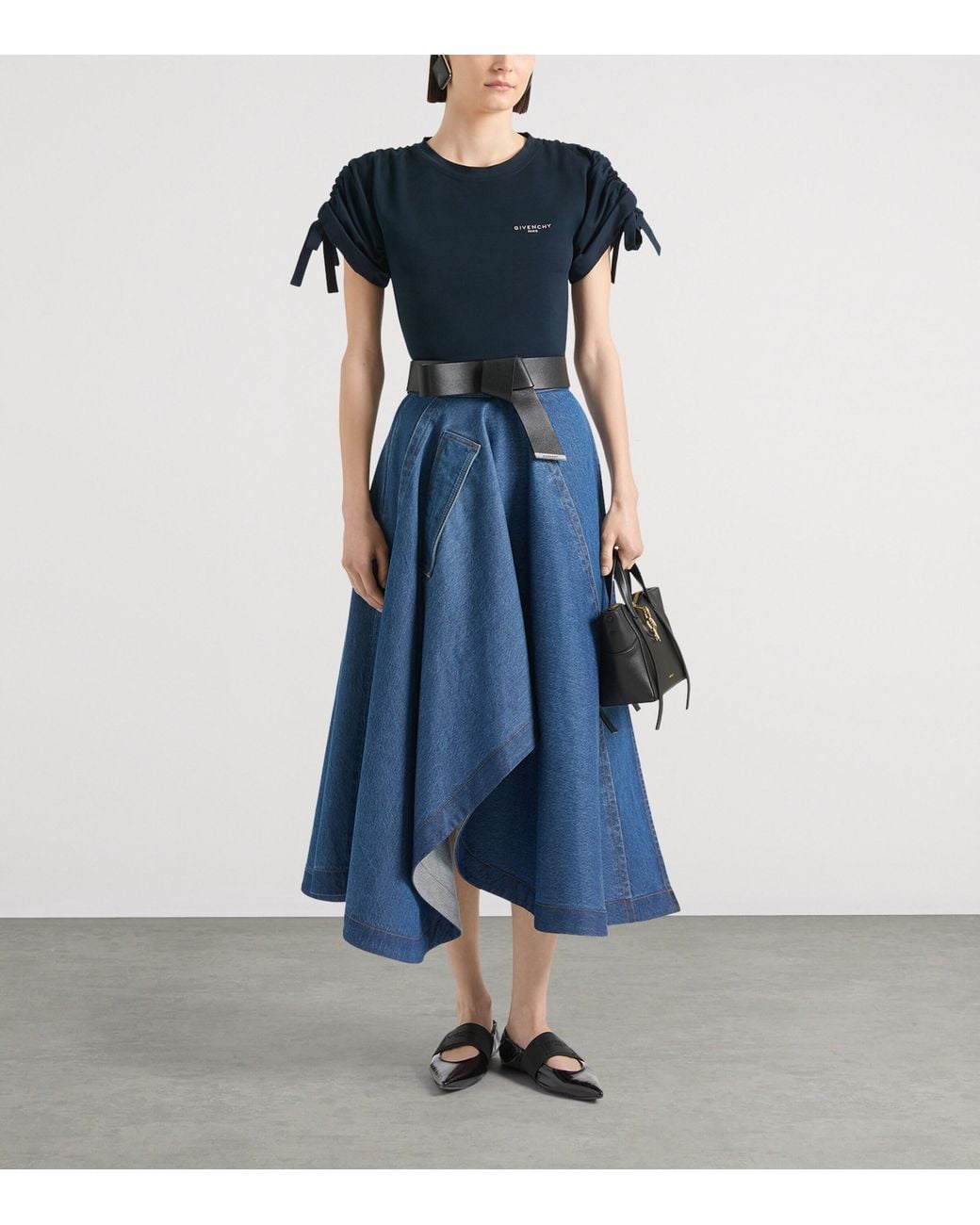 Givenchy Black Leather Crush Ballet Flats