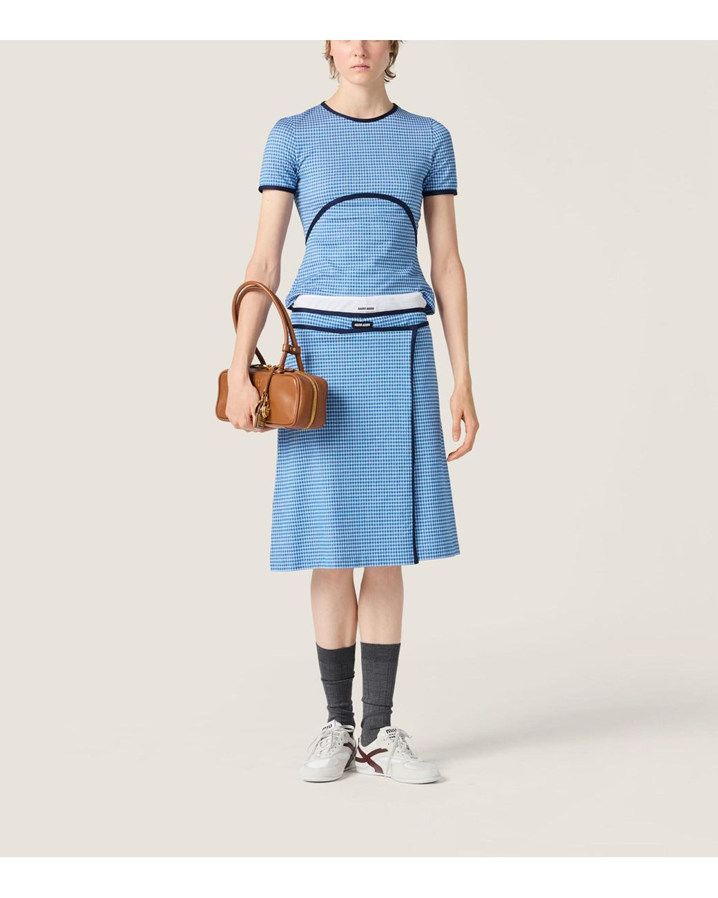 Miu Miu Blue Jersey Wrap-Around Mini Skirt