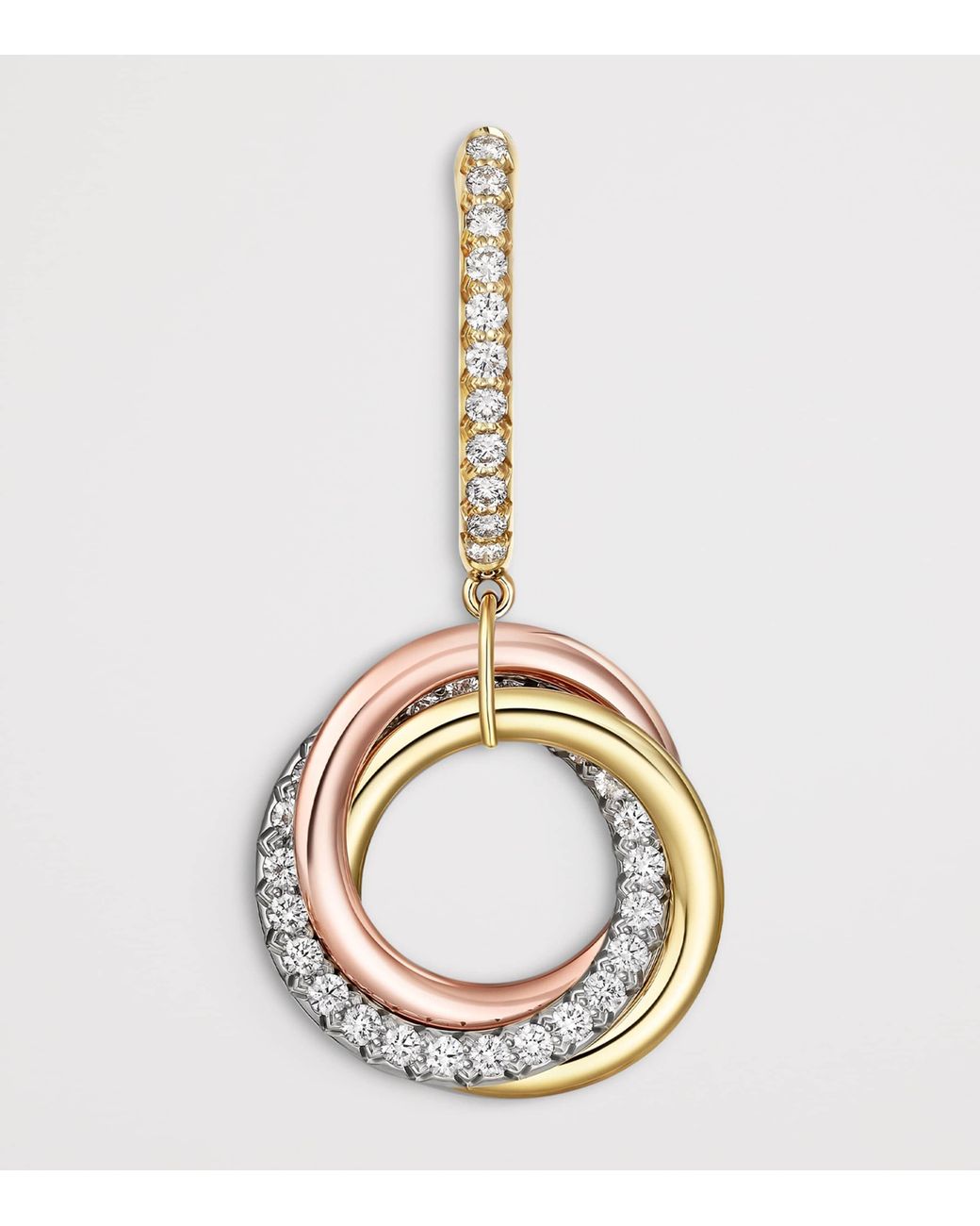 Cartier Metallic Rose And Diamond Trinity Earrings