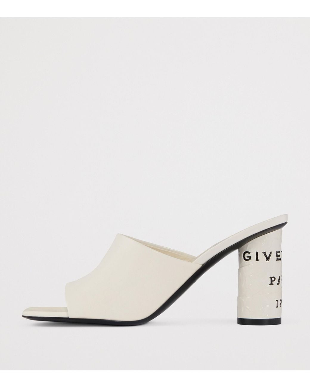 Givenchy White Leather Tape Heeled Mules 85