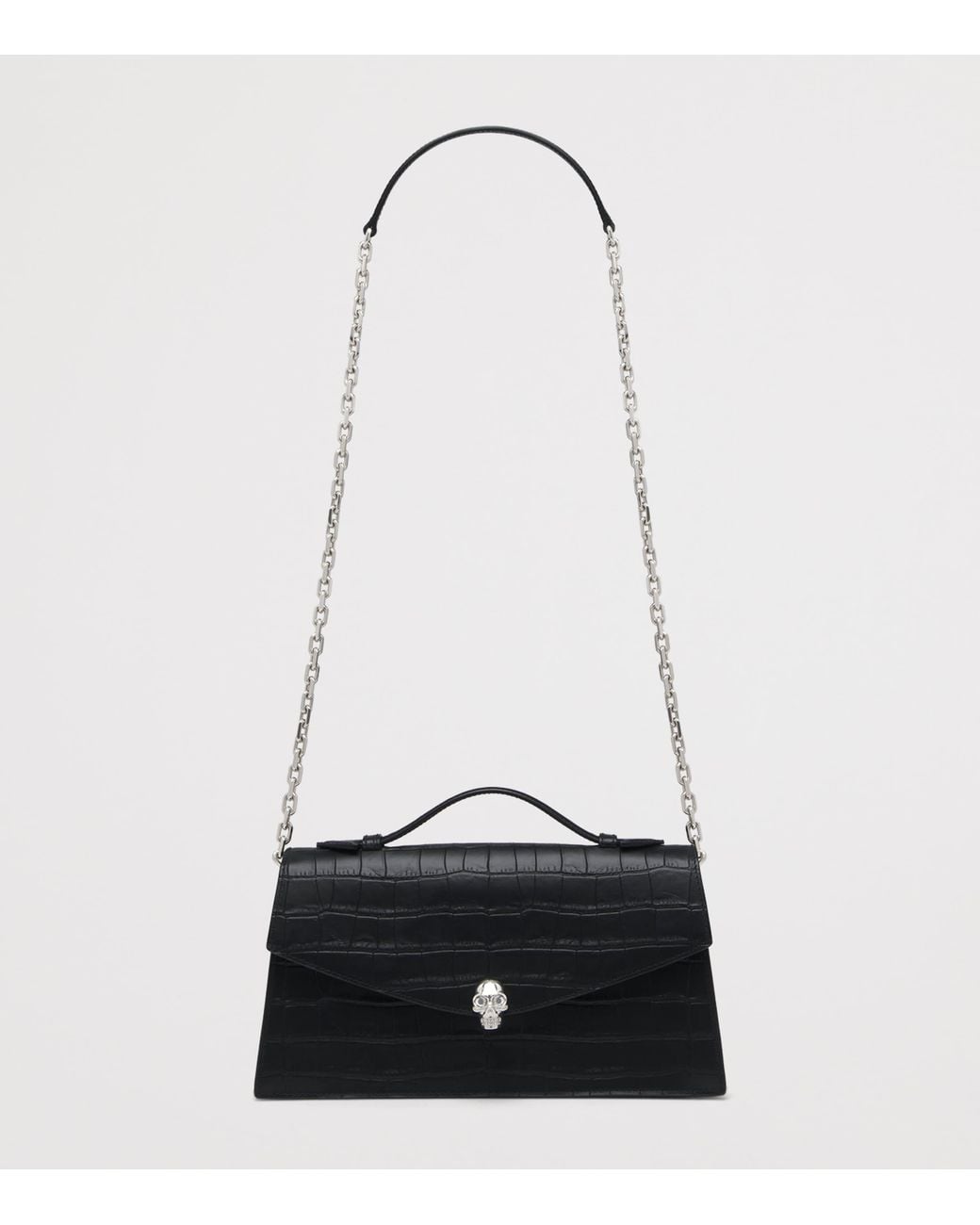 McQueen Black Leather Skull Top-Handle Bag