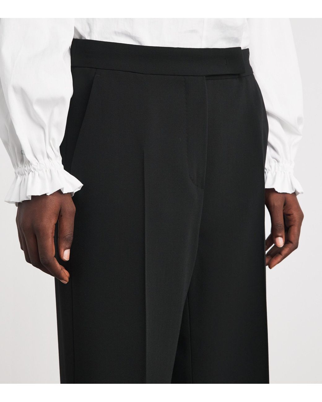 Max Mara Black Virgin Wool Palazzo Trousers