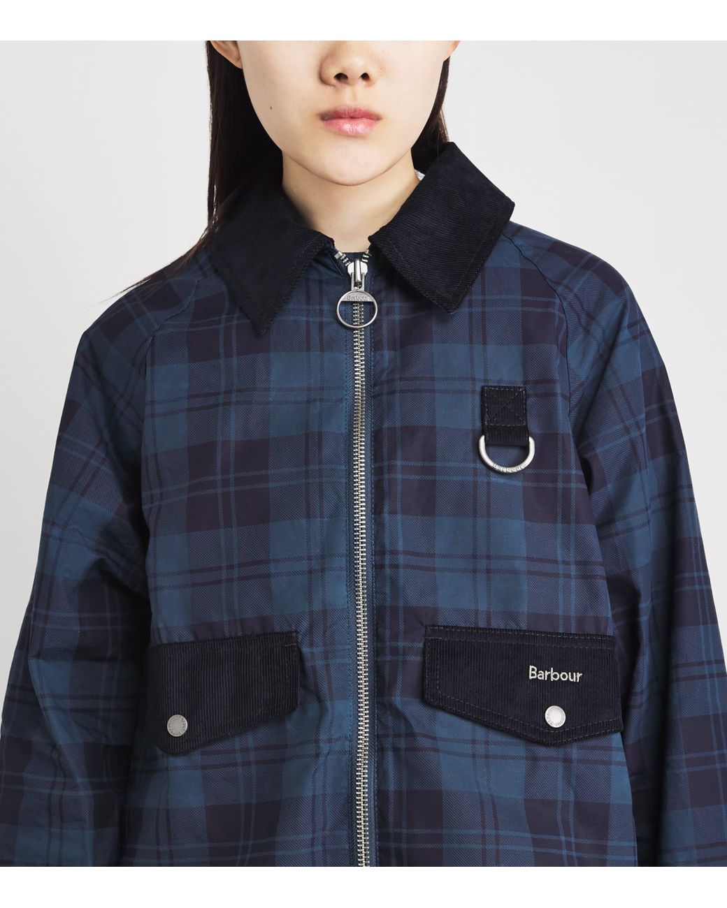 Barbour Blue Cotton Check Baiton Jacket
