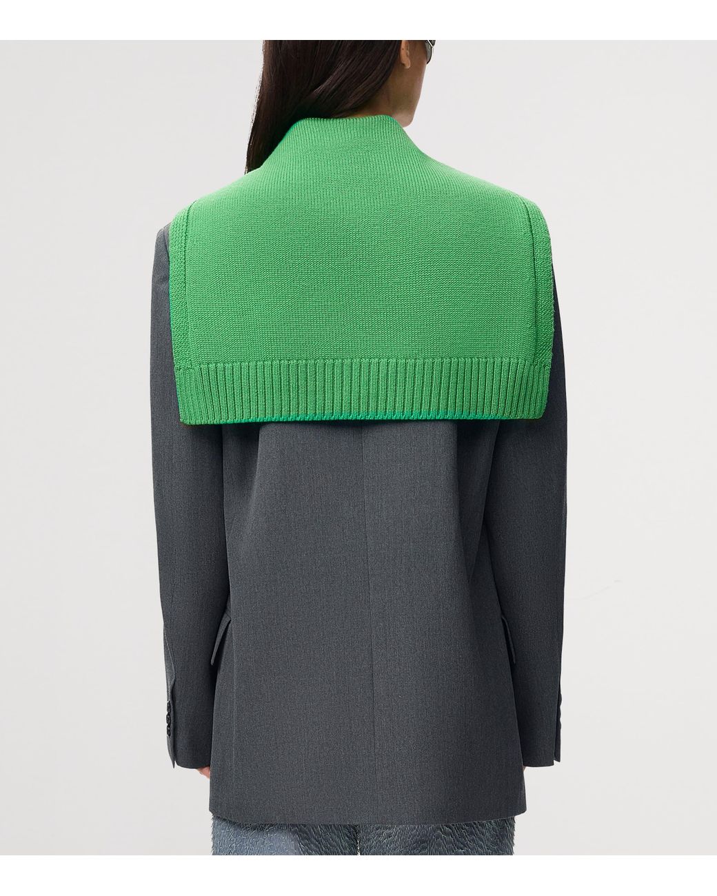 Loewe Gray Wool Layered-Sweater Effect Blazer