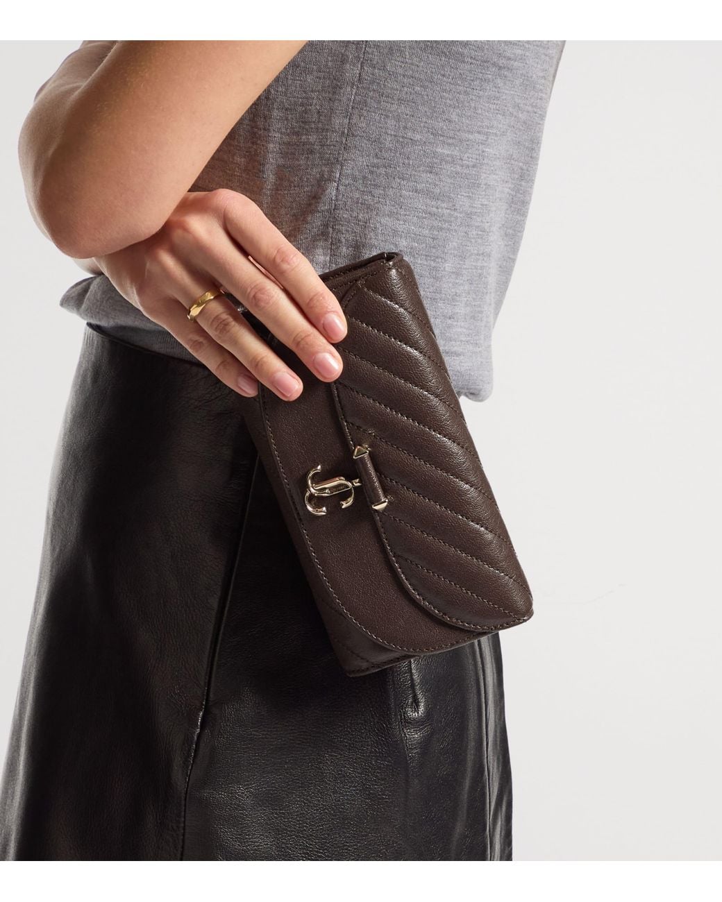 Jimmy Choo Brown Curve Wallet On Chain