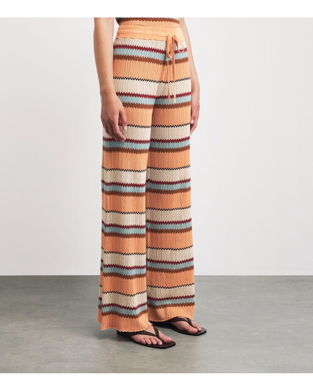 Guest In Residence Orange Linen-Silk Stripe Palazzo Trousers