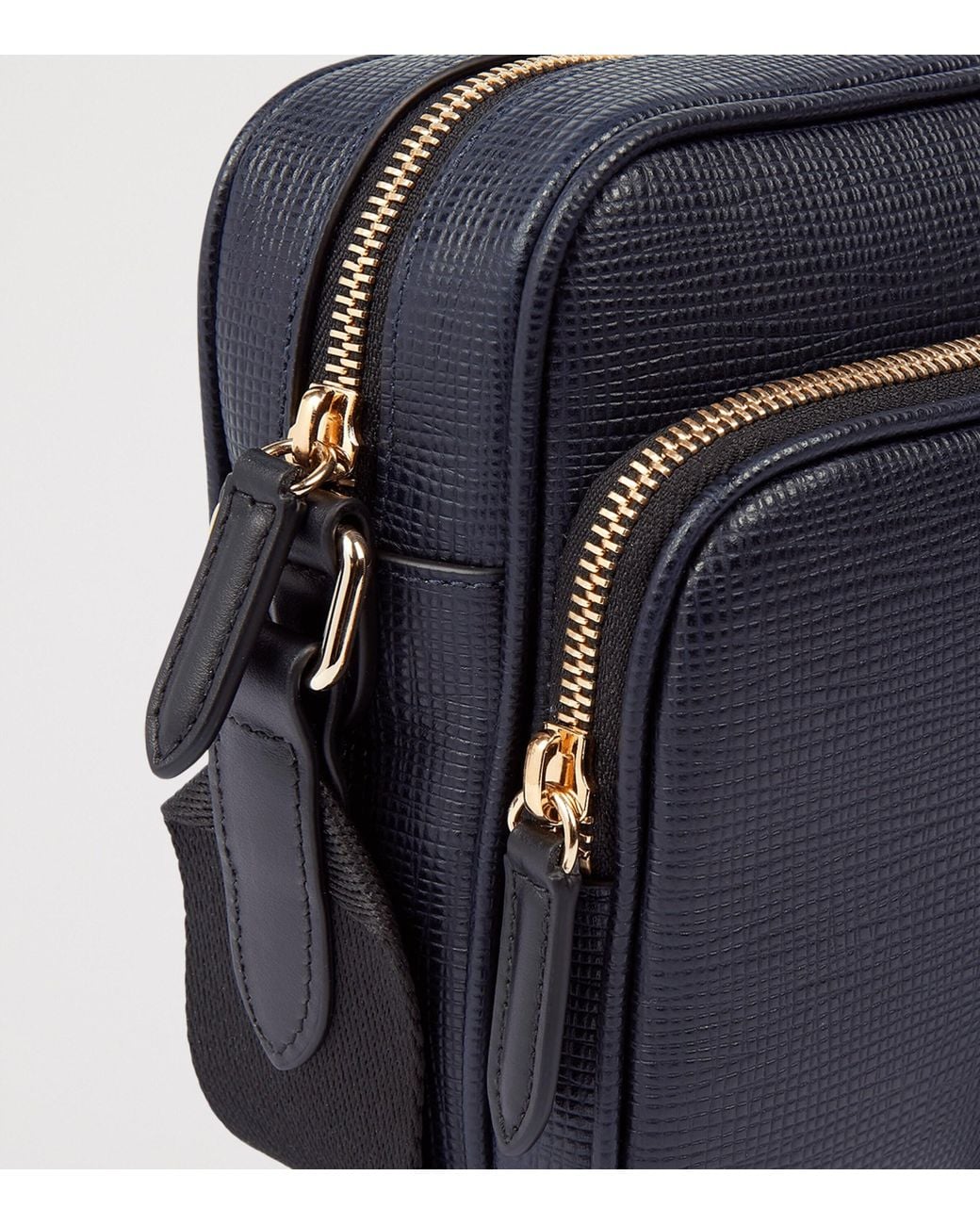 Smythson Blue Leather Panama Cross-Body Bag for men