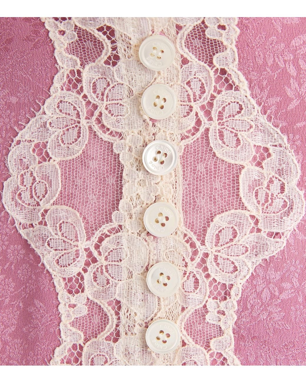 Chloé Pink Silk Jacquard Peplum Top