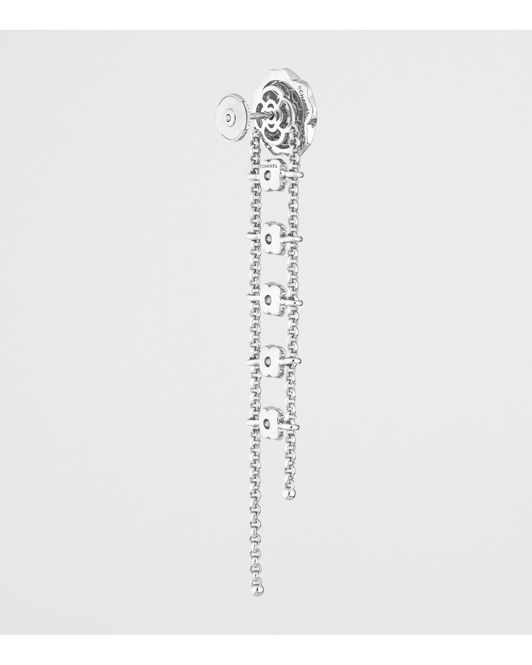 Chanel White And Diamond Camélia Transformable Earrings