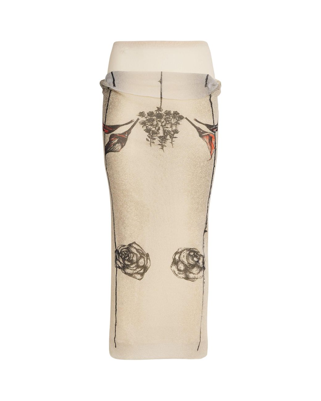 Jean Paul Gaultier Women Mesh Skirt Double Layer Printed 