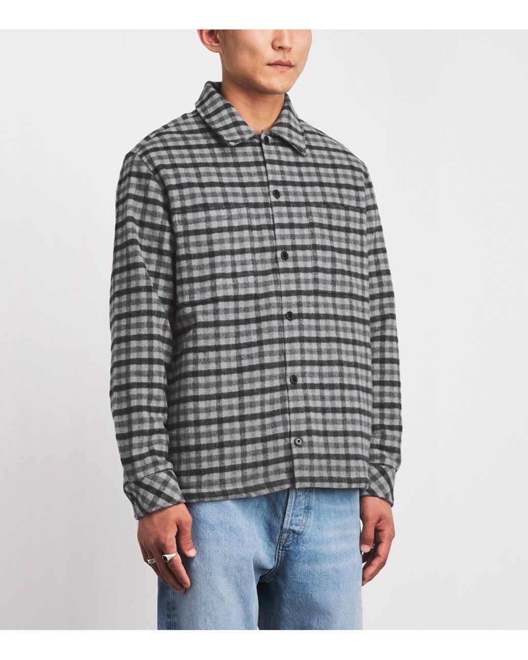 Samsøe & Samsøe Gray Check Sacastor X O Overshirt for men