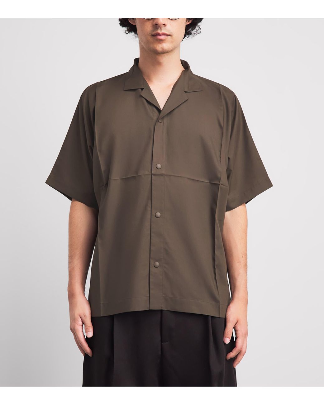 IM MEN Brown Short-Sleeve Compact Shirt for men