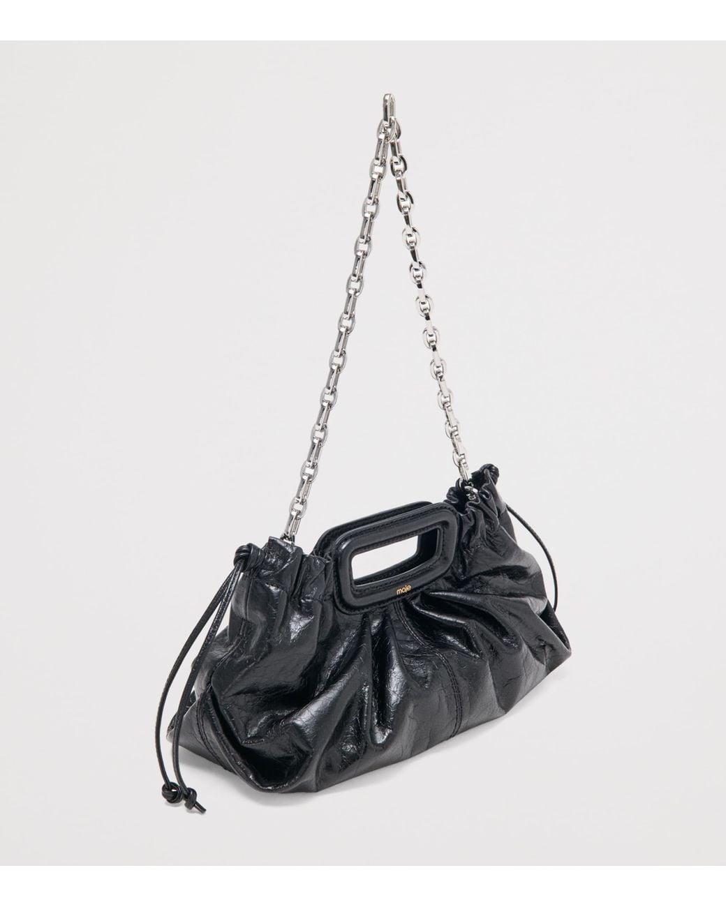 Maje Black Leather Milpli Clutch Bag