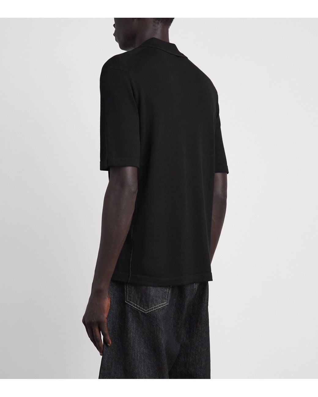 Rag & Bone Black Silk-Cotton Conrad Polo Shirt for men