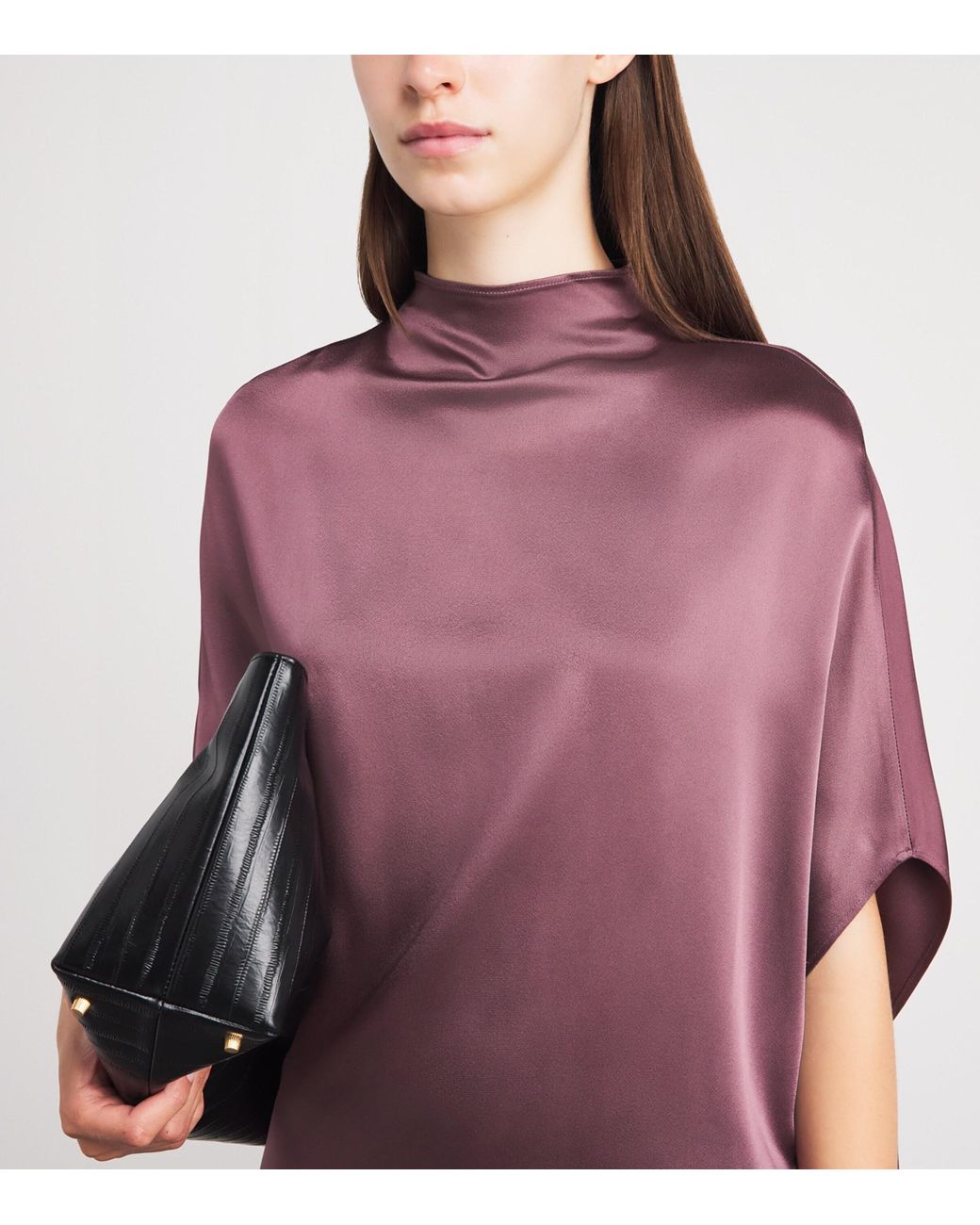 LAPOINTE Purple Satin Cape Blouse