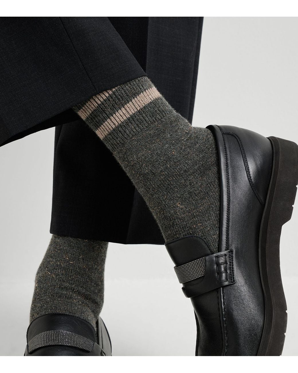Brunello Cucinelli Gray Cashmere-Blend Sparkling Socks