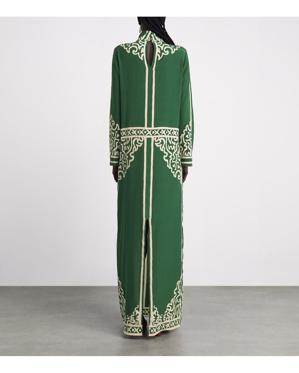 Johanna Ortiz Green Silk Windborne Tunic Maxi Dress
