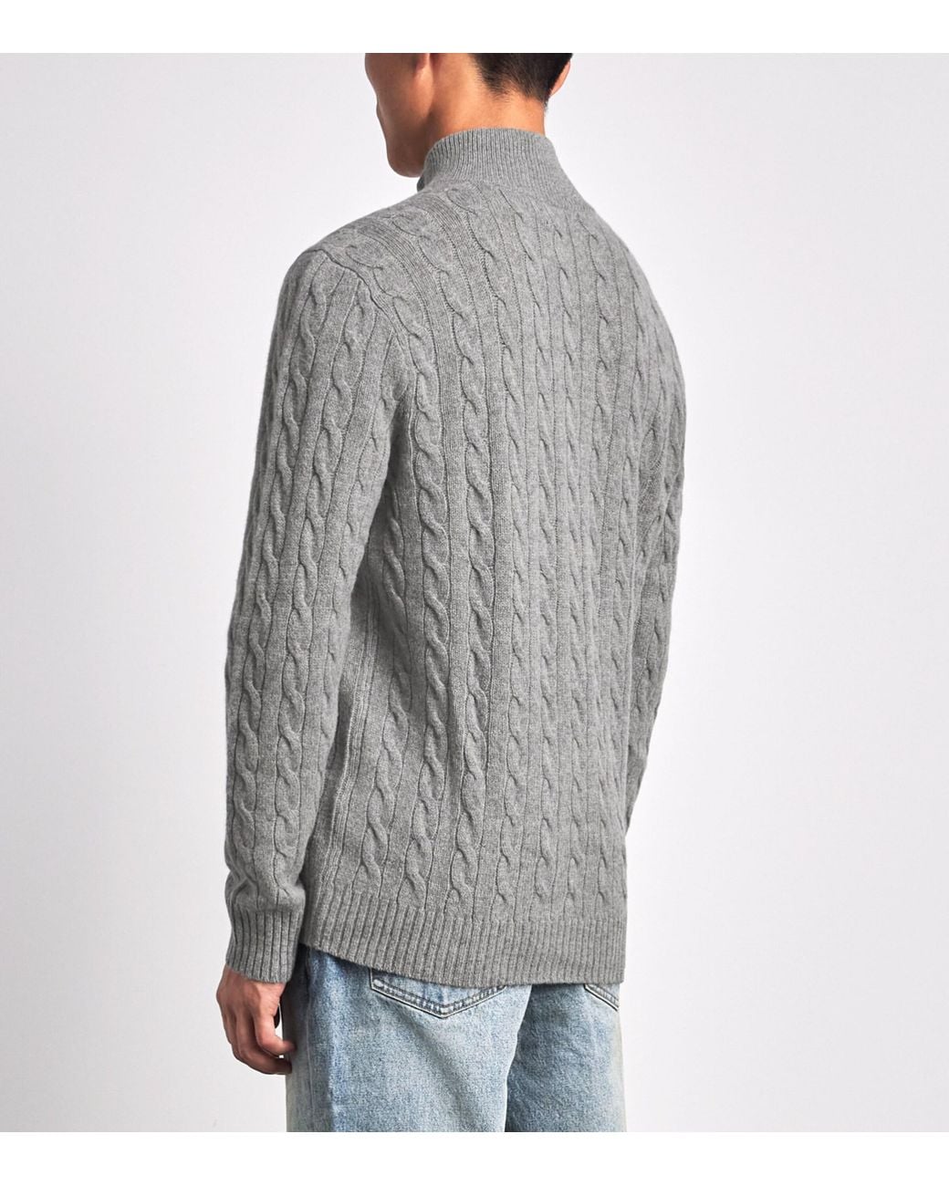 Polo Ralph Lauren Gray Wool-Cashmere Quarter-Zip Sweater for men