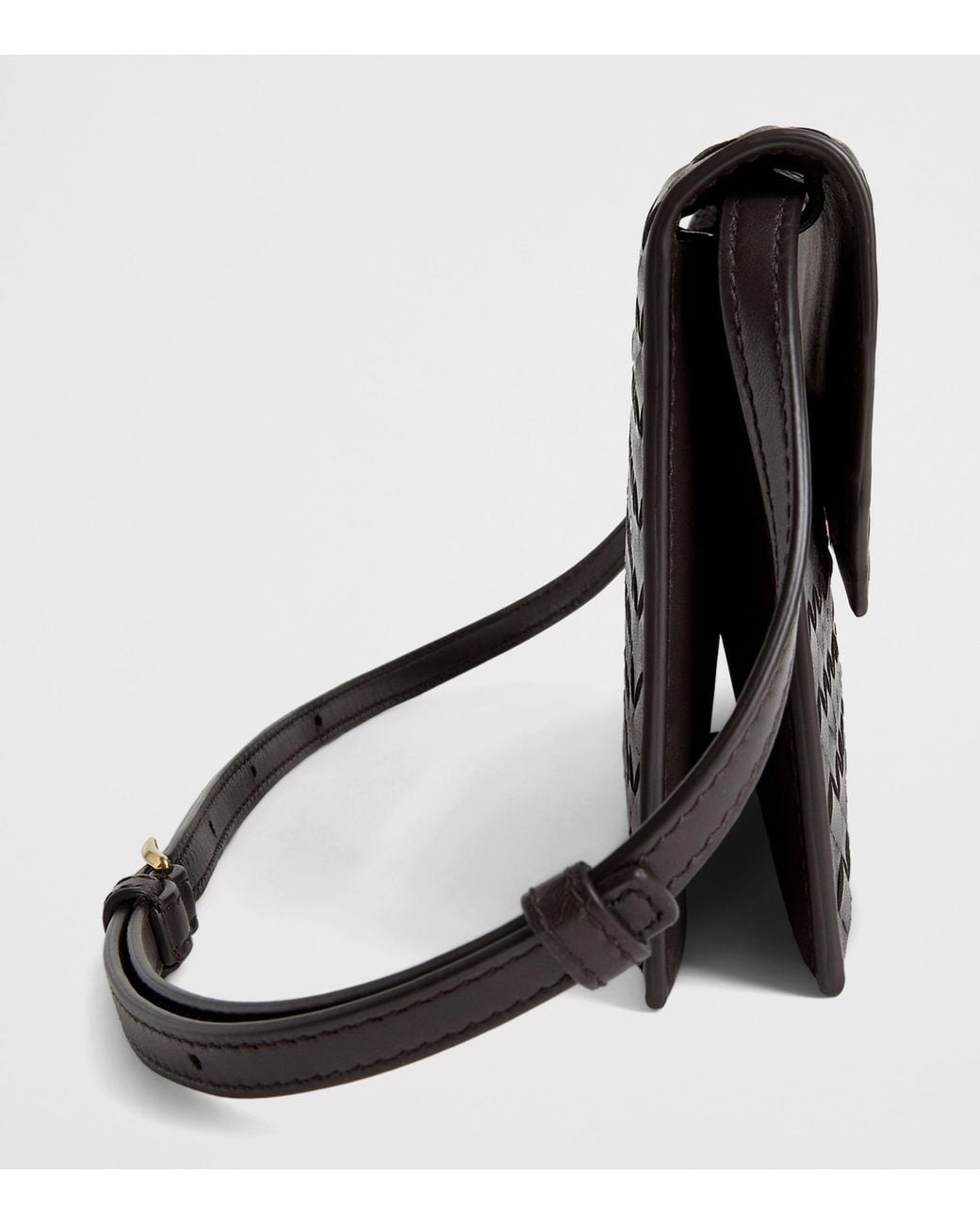 Bottega Veneta Black Nappa Leather Intrecciato Piccolo Envelope Pouch