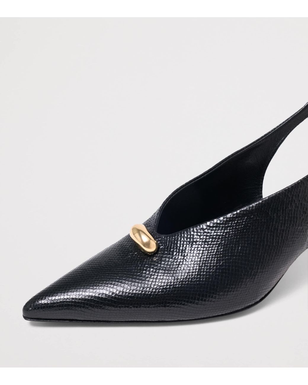 Maje Blue Snakeskin-Embossed Leather Slingback Heels 50