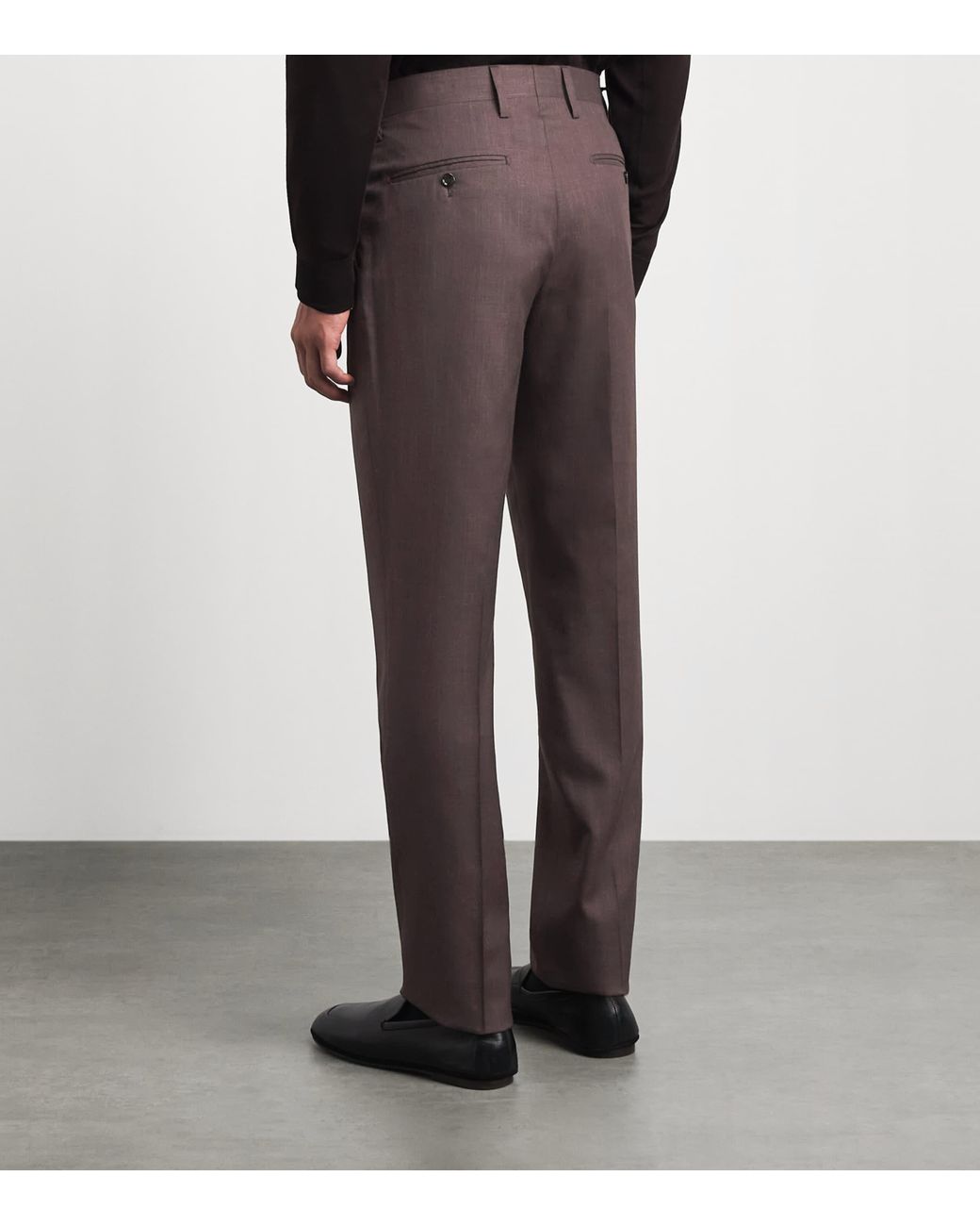 Lardini Brown Virgin Wool-Blend Straight Trousers for men