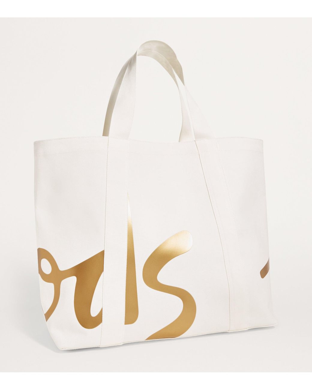 Harrods White Large Cotton Logo Tote Bag