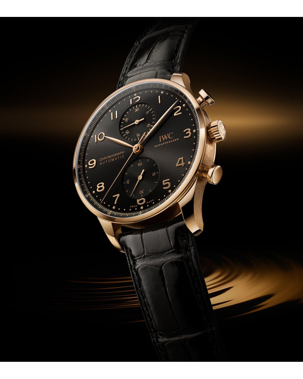 Iwc Black Portugieser Chronograph Watch for men