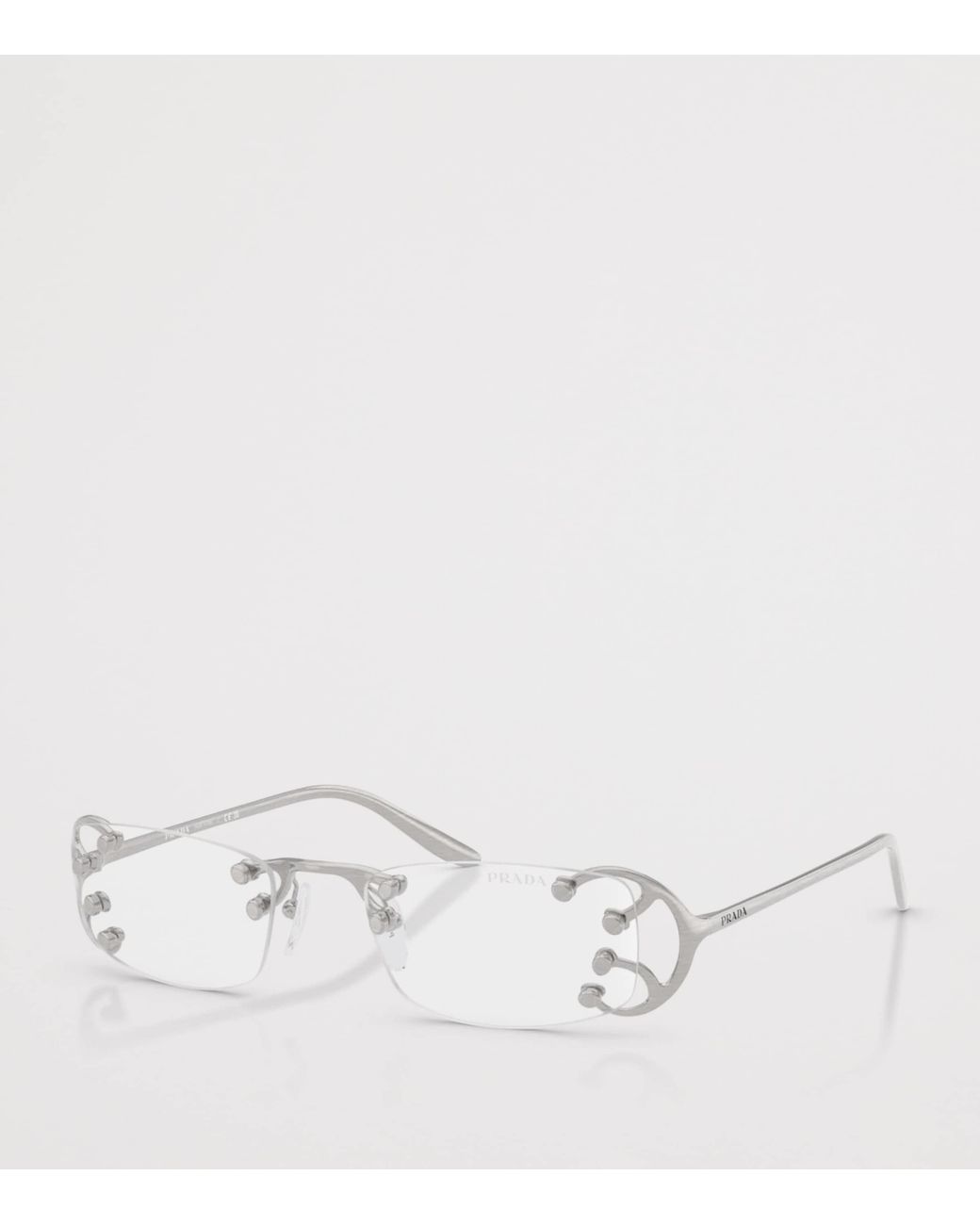 Prada White Metal Rectangular Sunglasses