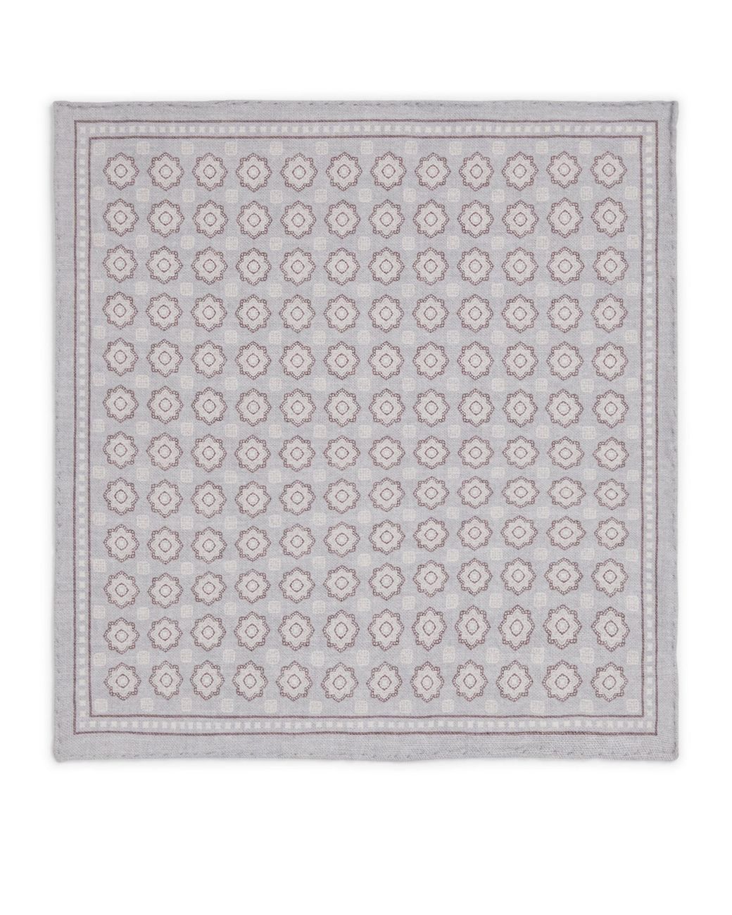 Eleventy Gray Cotton-Wool Geometric Pocket Square for men