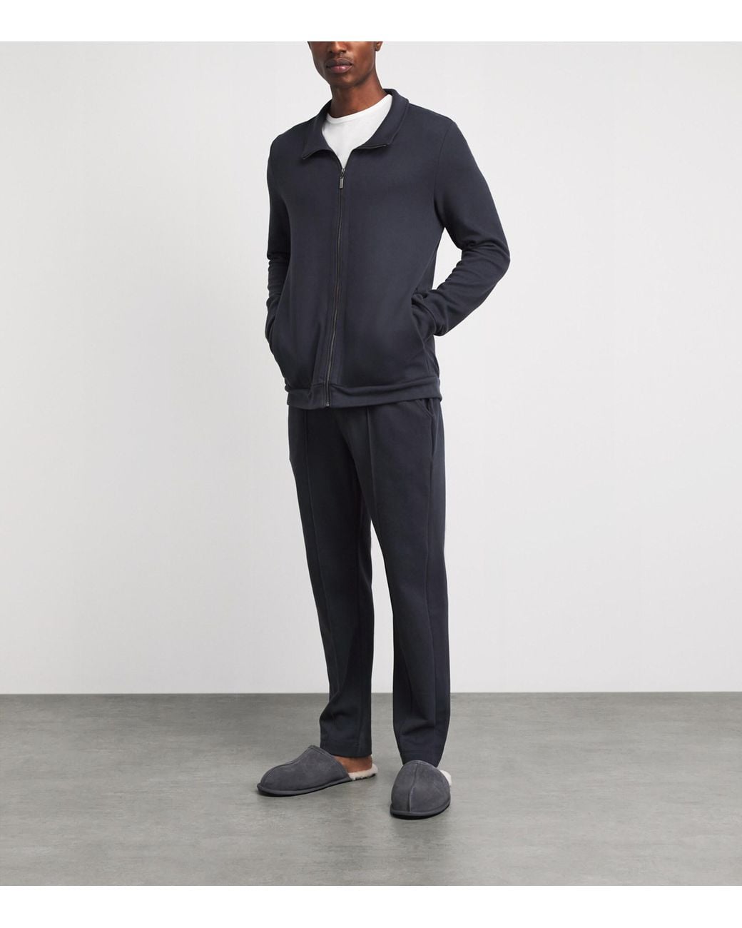Hanro Blue Stretch-Cotton Zip-Up Sweatshirt for men
