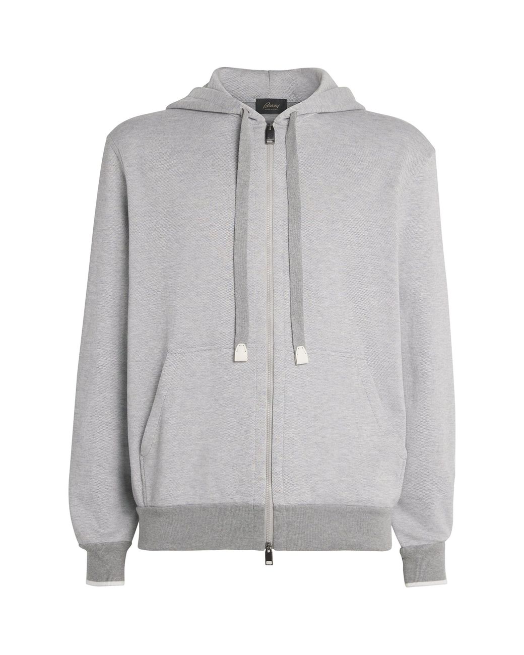 Brioni Gray Stretch-Cotton Zip-Up Hoodie for men