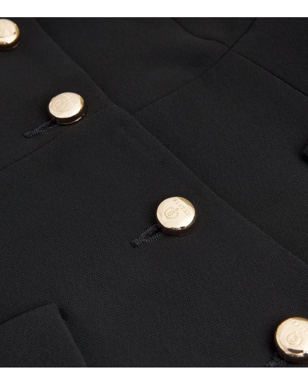 Sandro Black Structured Buttoned Mini Dress