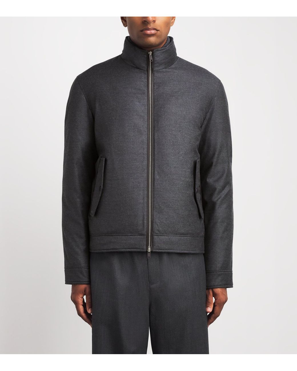 Yves Salomon Gray Virgin Wool-Silk Bomber Jacket for men