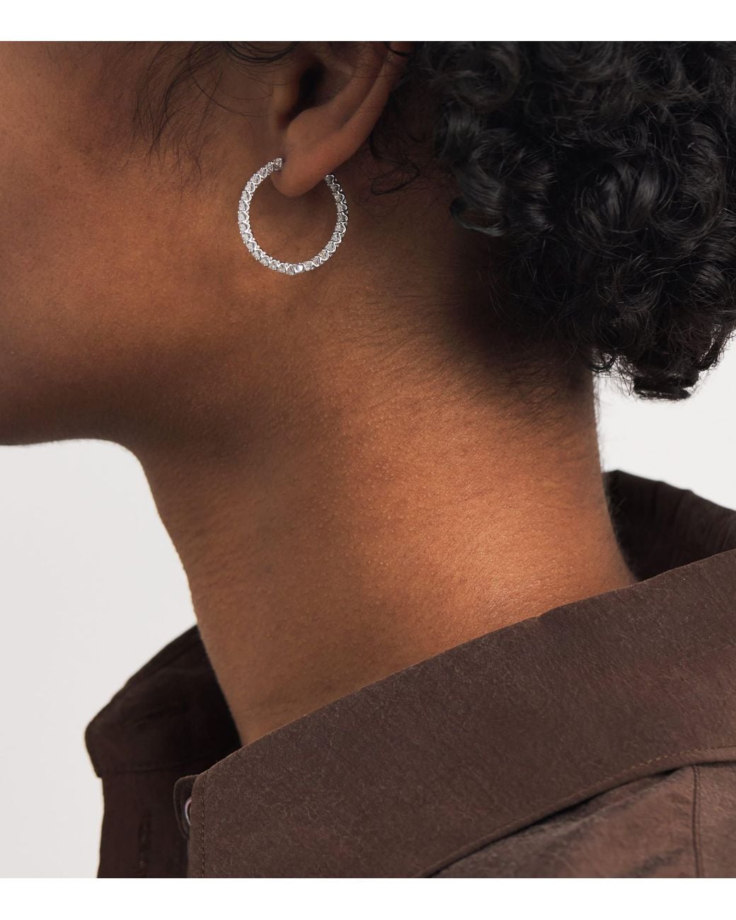 Harrods White And Diamond Hoop Earrings