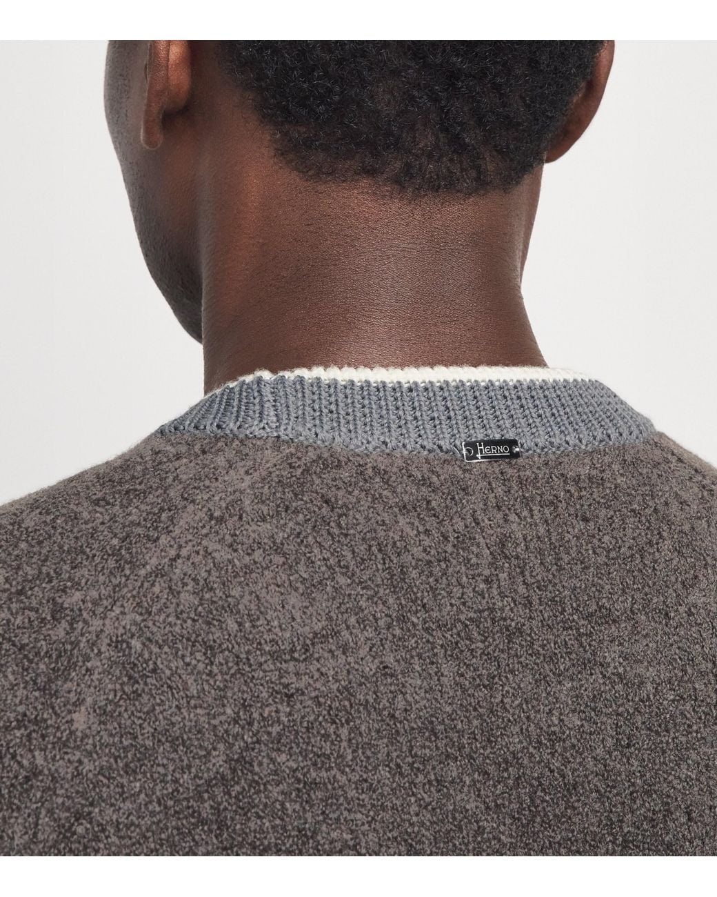 Herno Gray Wool-Blend Crew-Neck Sweater for men