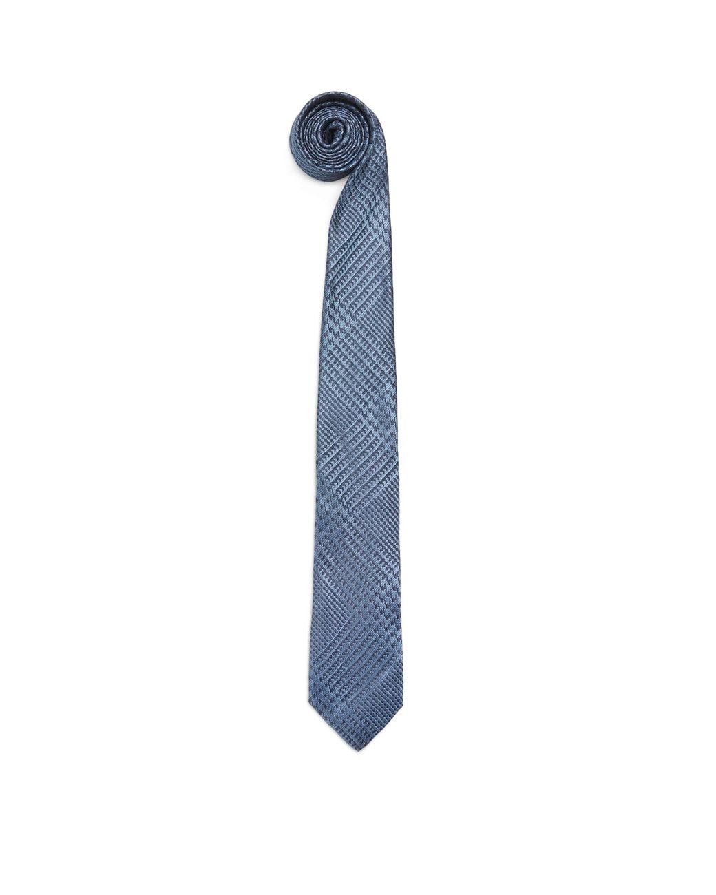 Harrods Blue Silk Checked Jacquard Tie for men
