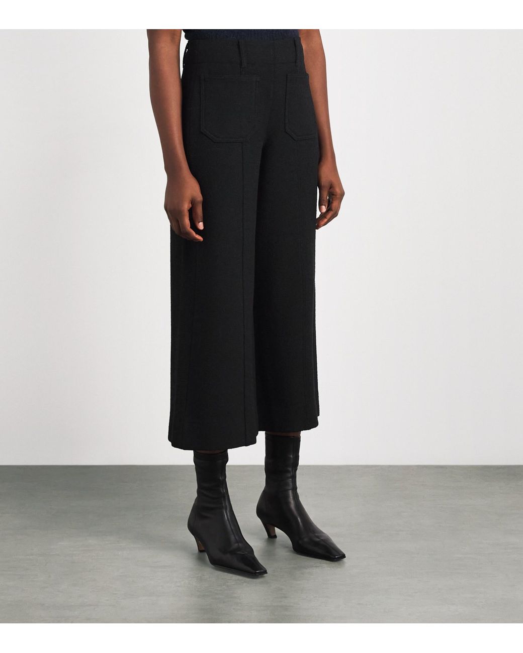 ME+EM Black Cropped Wide-Leg Trousers
