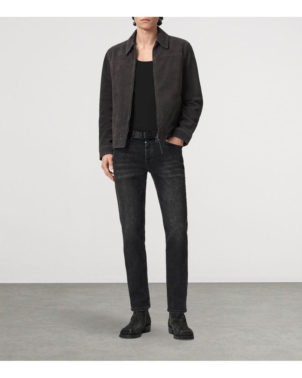 AllSaints Black Suede Rhone Jacket for men