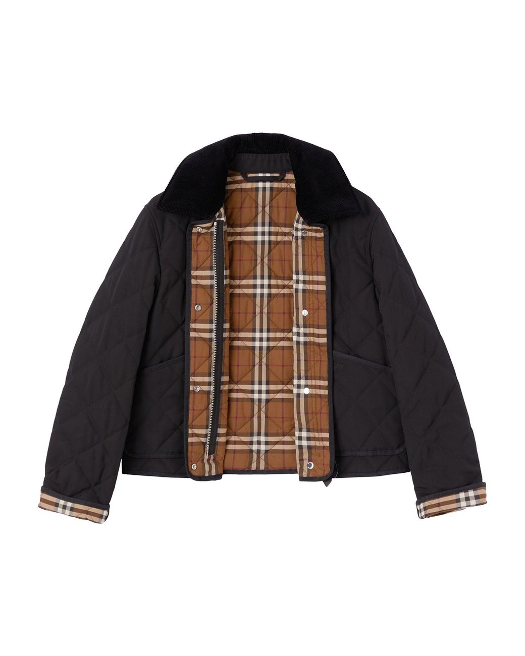Burberry Quilted Cropped Barn Jacket in Black | Lyst