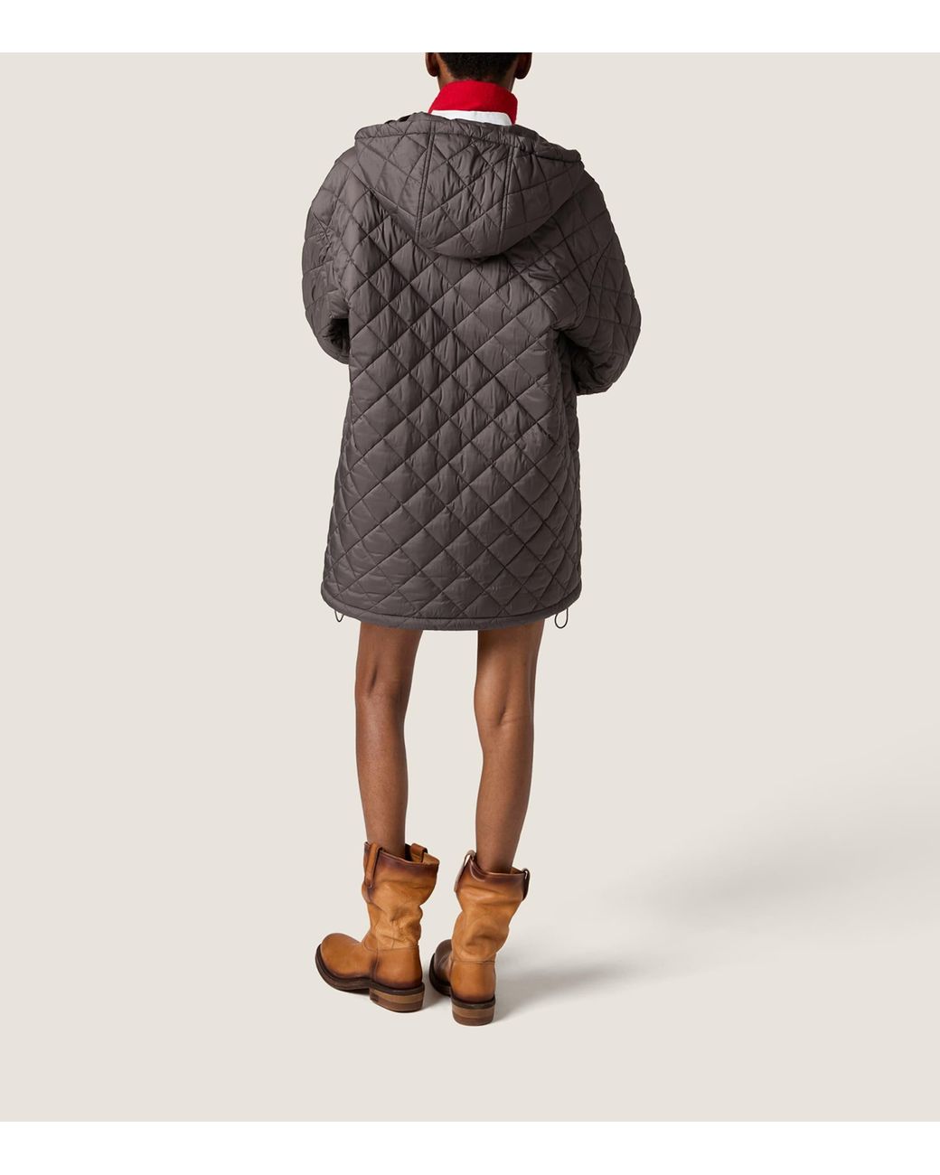 Miu Miu Gray Technical Ponge Down Quilted Coat