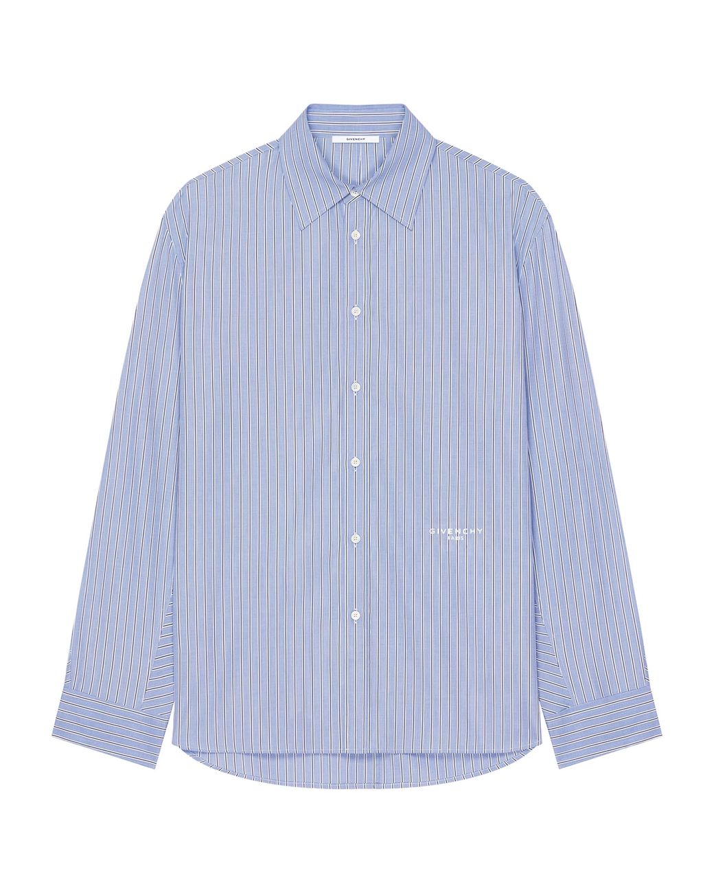 Givenchy Blue Cotton Stripe Couture Seam Shirt for men