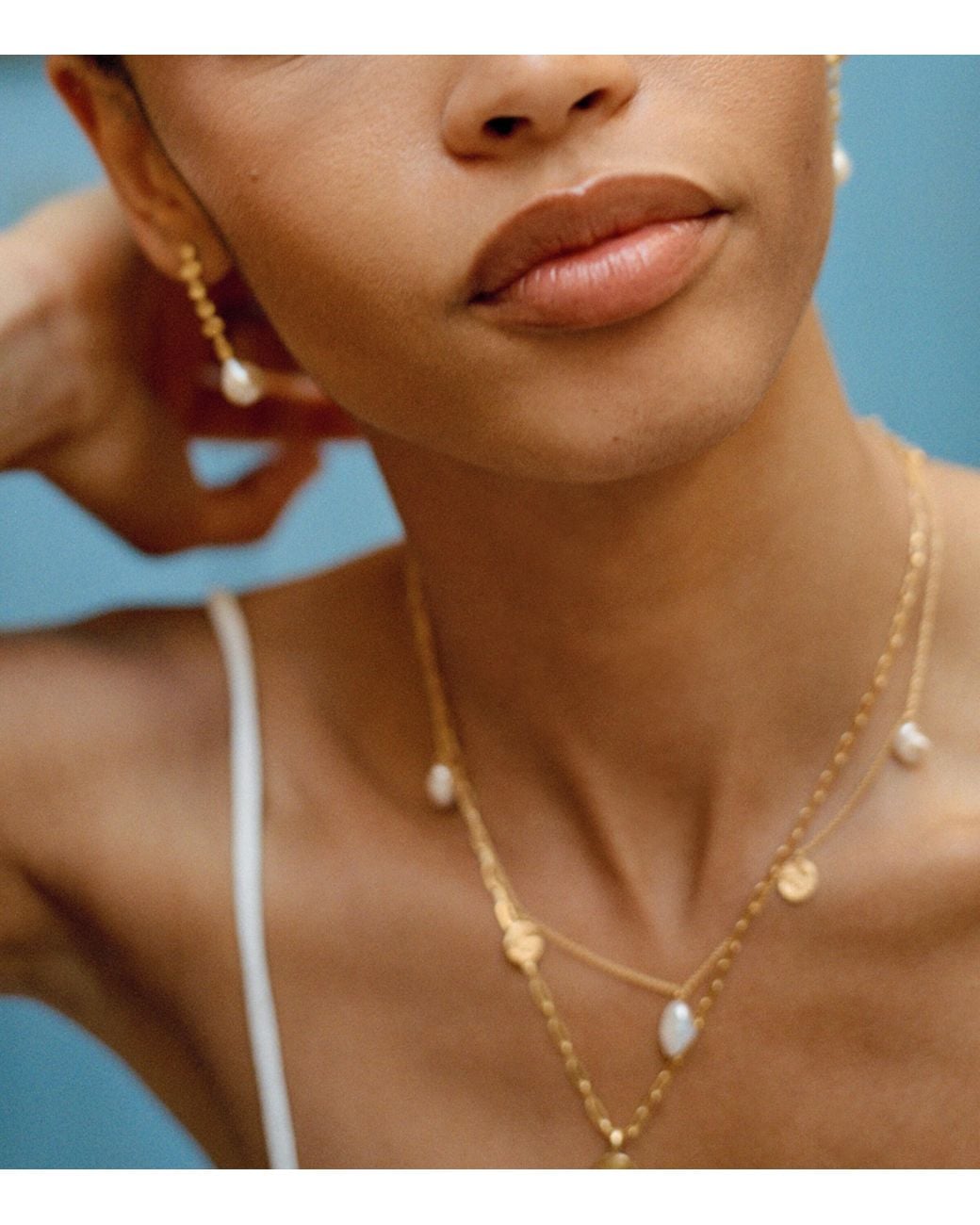 Monica Vinader Metallic Vermeil And Pearl Capri Drop Earrings