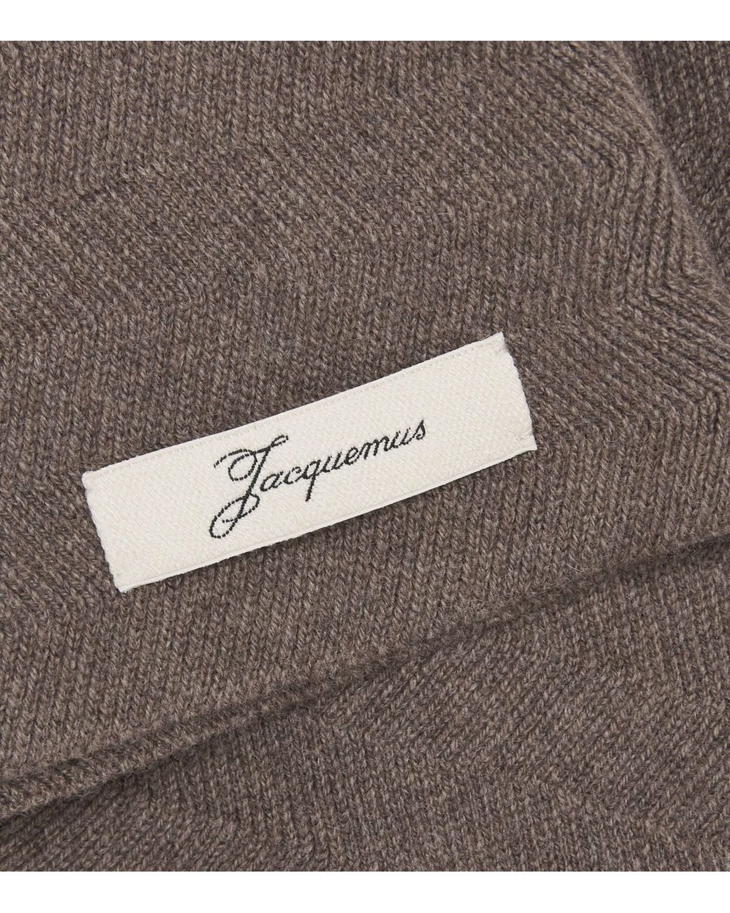 Jacquemus Brown Merino Wool-Cashmere Chevron Beanie for men