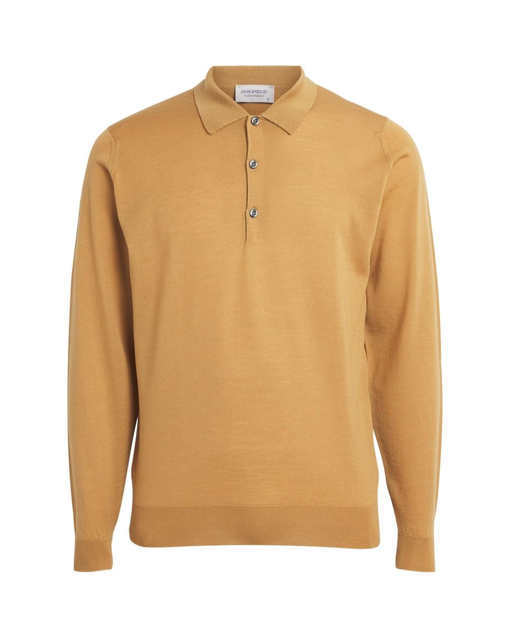 John Smedley Brown Merino Wool Long-Sleeve Polo Shirt for men