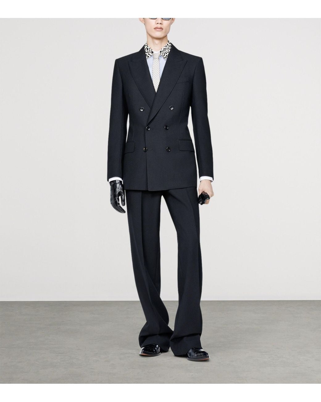 Tom Ford Blue Virgin Wool Colbert Wide-Leg Trousers for men