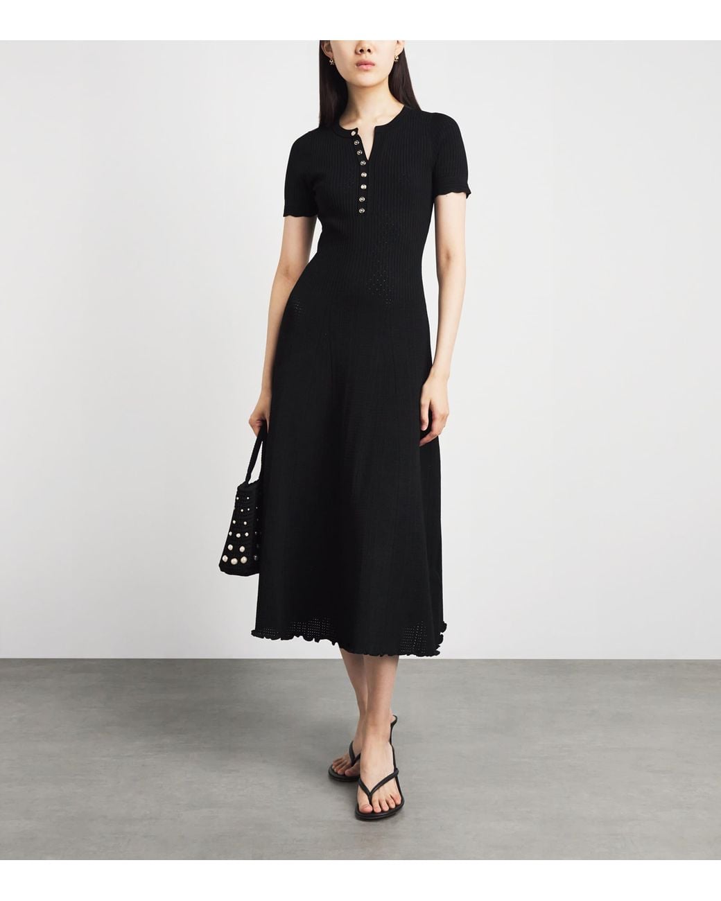Sandro Black Knitted Midi Dress
