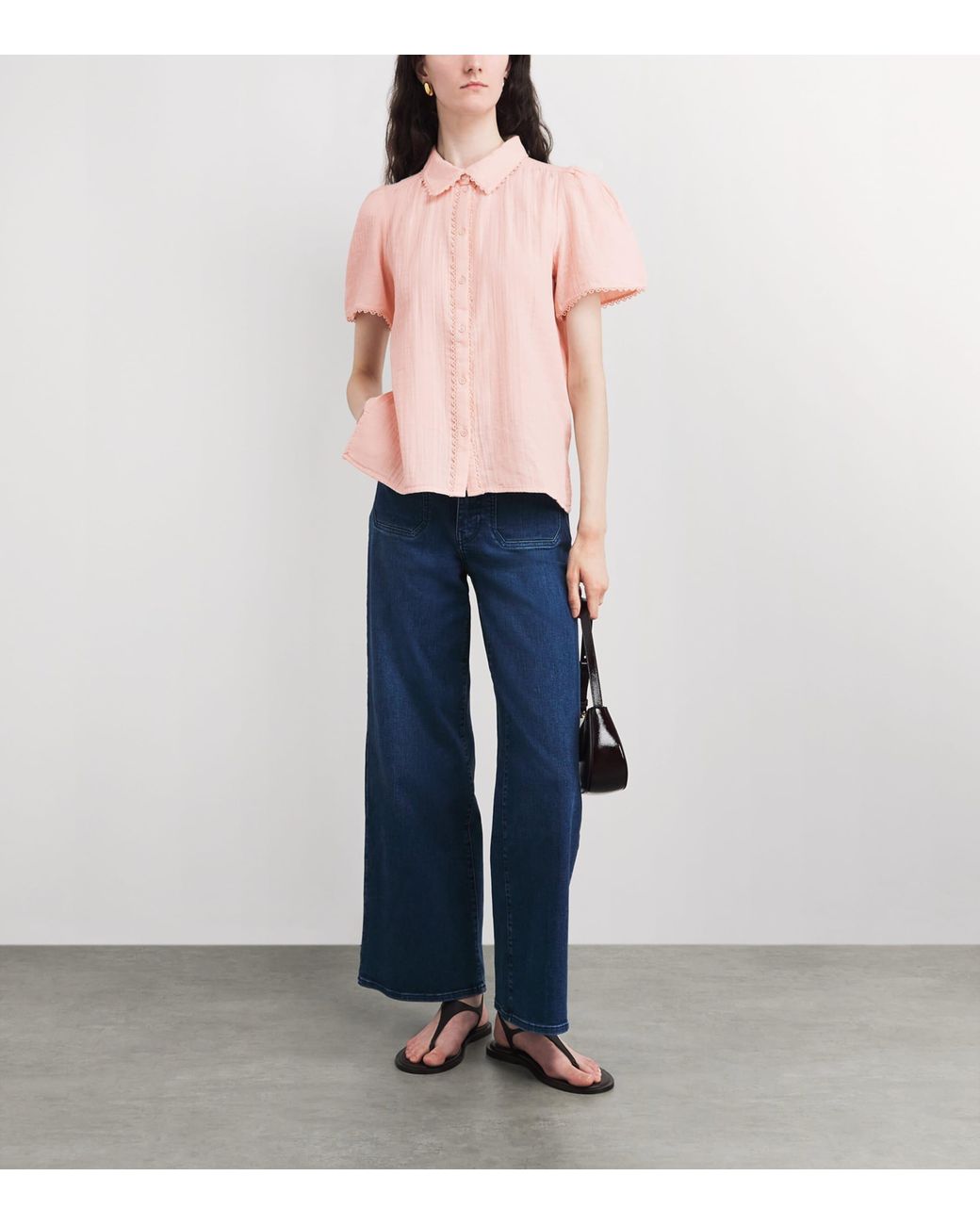 ME+EM Pink Cotton Cheesecloth Blouse