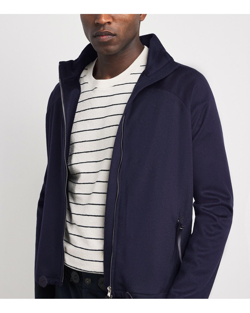 Alan Scott Blue Cashmere-Blend Track Sweater for men
