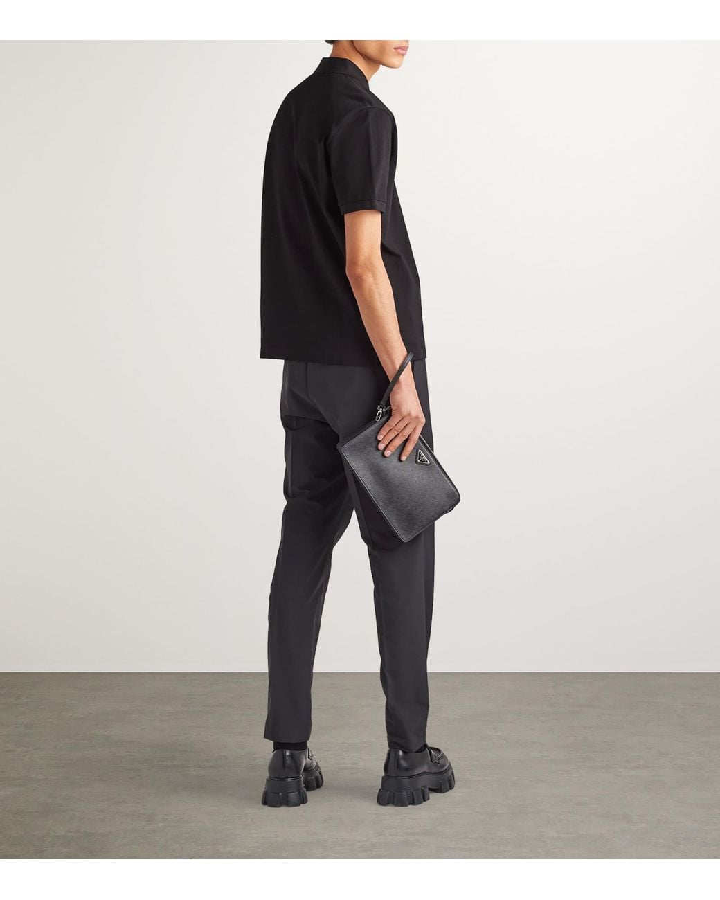 Prada Black Cotton Piqué Polo Shirt for men