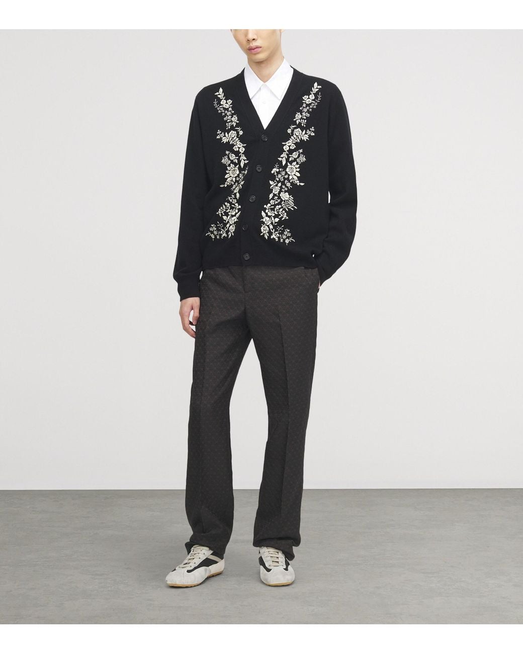 McQueen Black Wool Embroidered Cardigan for men